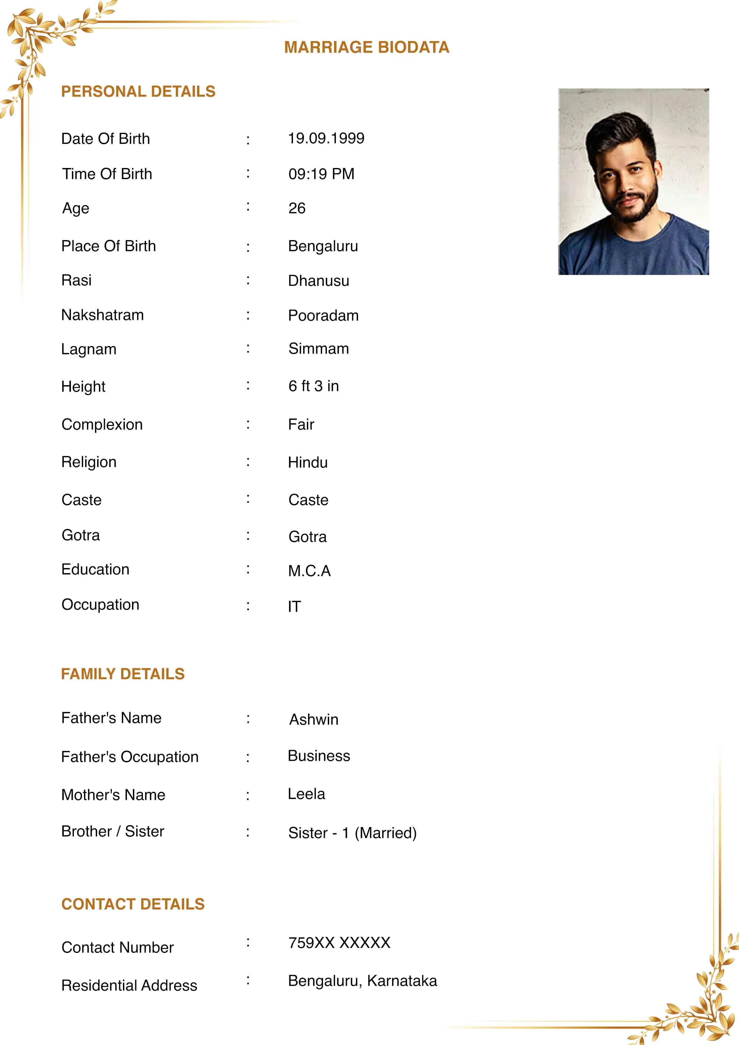 Clean corporate minimal marriage biodata template for pragmatic families