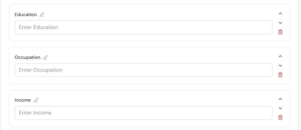 Add education and career details in biodata