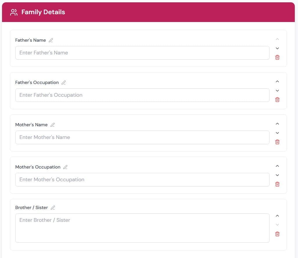 Add family background in marriage biodata