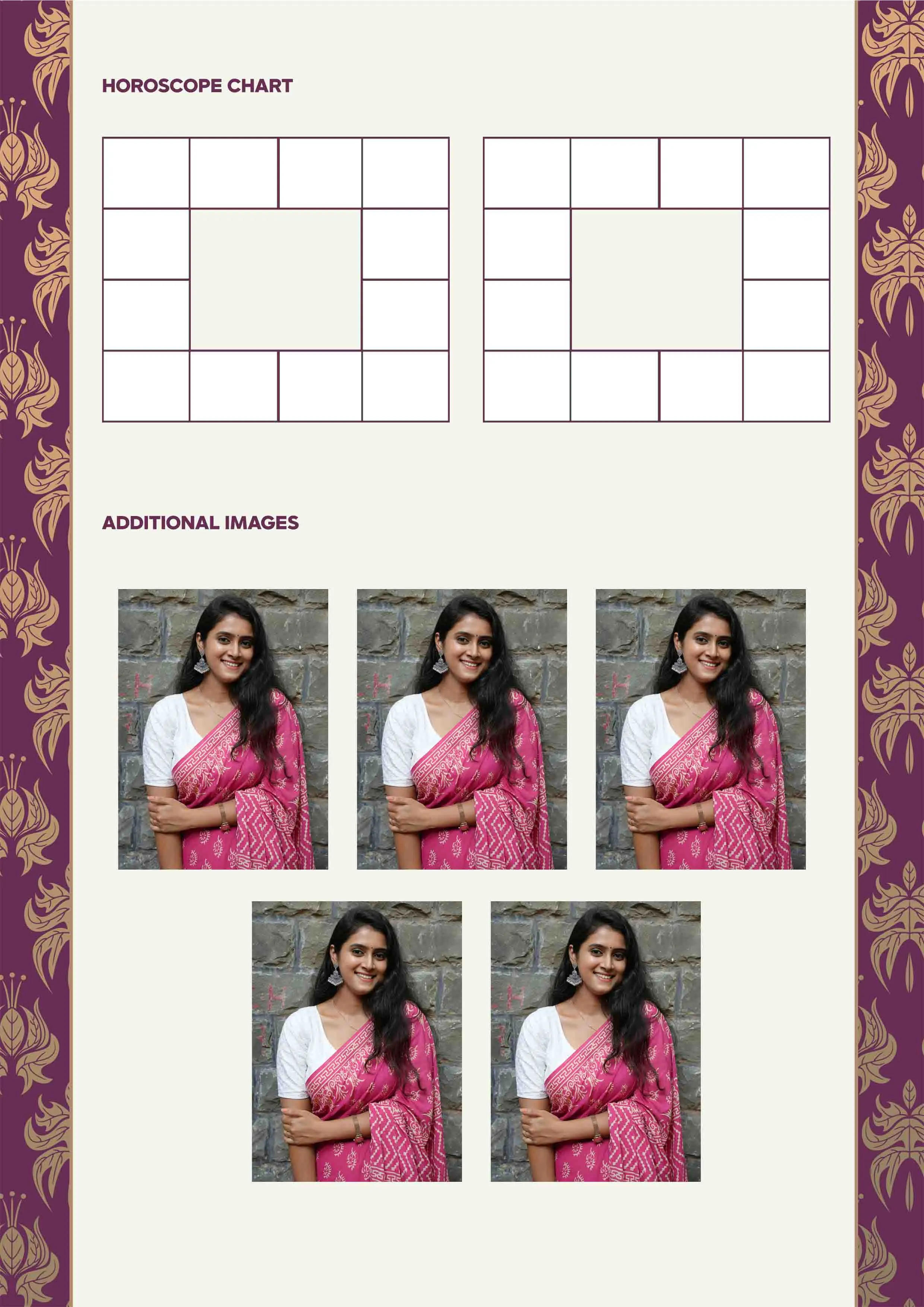 Premium Biodata Format with Multiple Photos and Horoscope